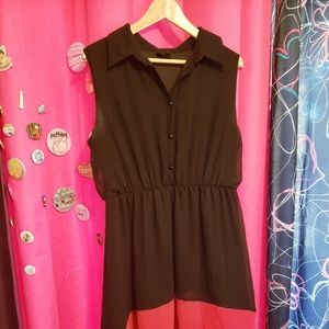 Red Black high low dress